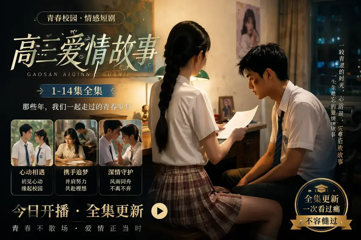 《AI 短剧高三爱情故事》高清完整版在线观看-林澈苏晚晴校园恋曲初见心动误会虐心毕业告白-高三爱情故事中字无删减全集网盘下载免费流畅播放